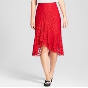 Lace red skirt